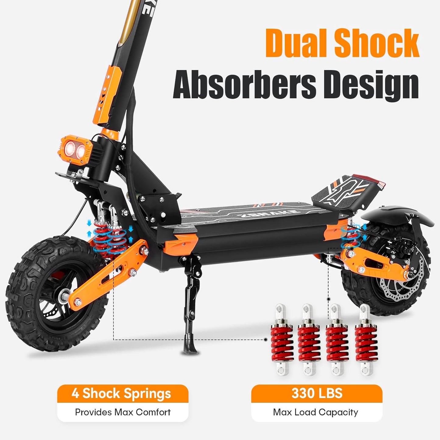 Electric Scooter for Adults – 5600W Dual Motors, 50MPH, 60V 30Ah Battery, 60 Miles Range, 11" All-Terrain Tires, Foldable with Detachable Seat (UL 2272 Tested)