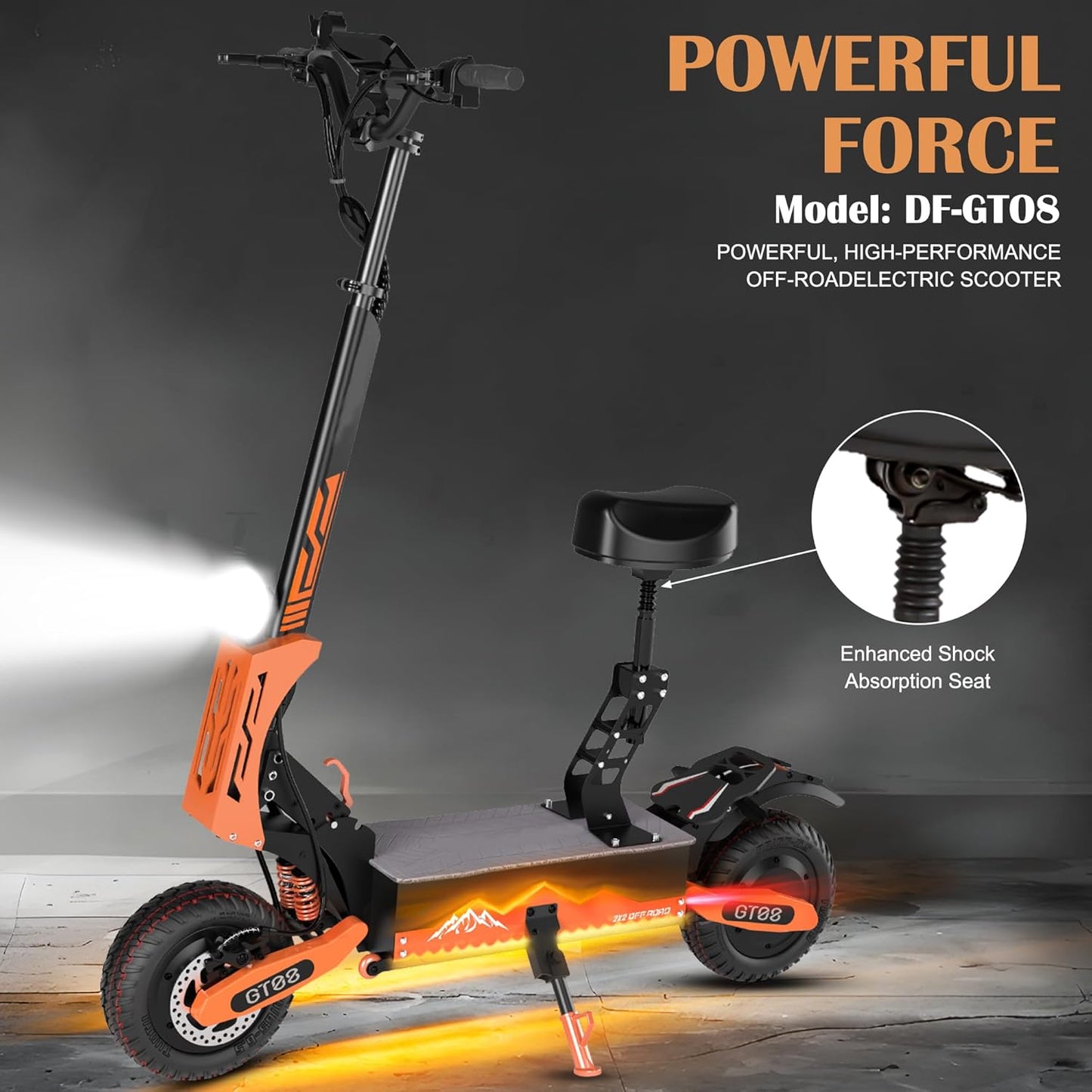 DOF 5600W Electric Scooter for Adults – 50MPH, 40 Miles, Dual Motor, Foldable with Seat & Off-Road Tires