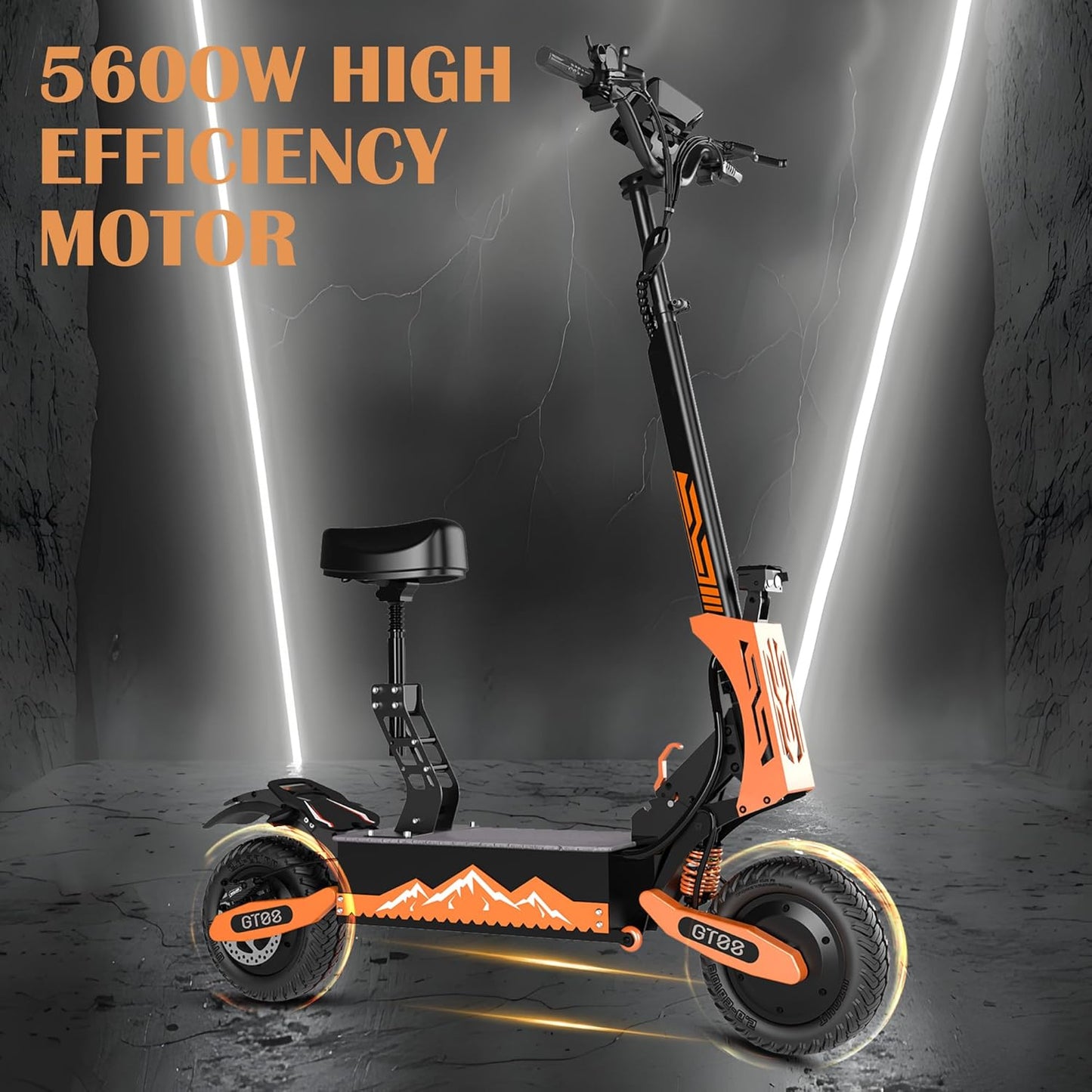 DOF 5600W Electric Scooter for Adults – 50MPH, 40 Miles, Dual Motor, Foldable with Seat & Off-Road Tires