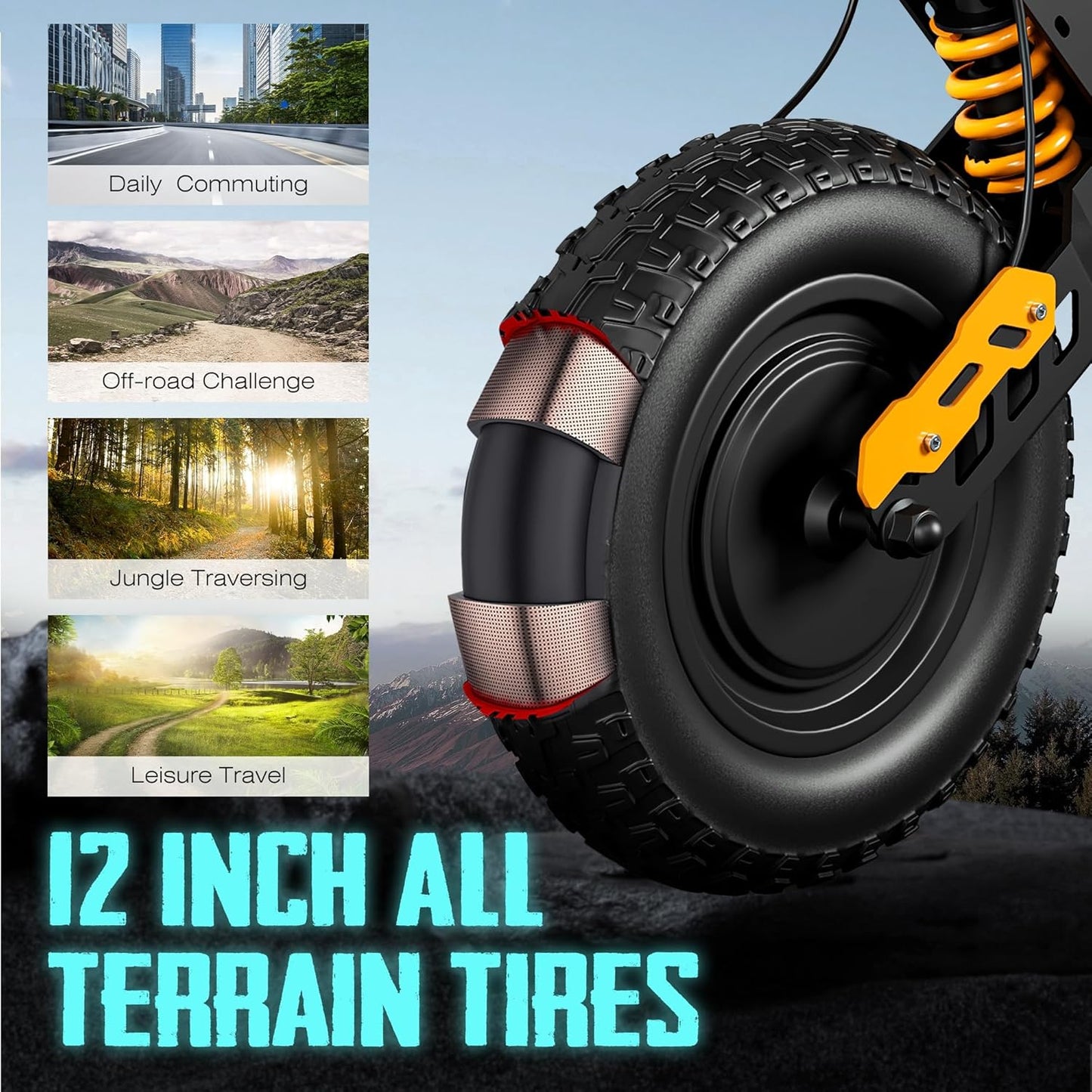 60V Electric Scooter Adults – 5600W Dual Motors, 47MPH, 55 Miles Range, 12" All-Terrain Tires, Foldable with Seat, Off-Road & Road Ready