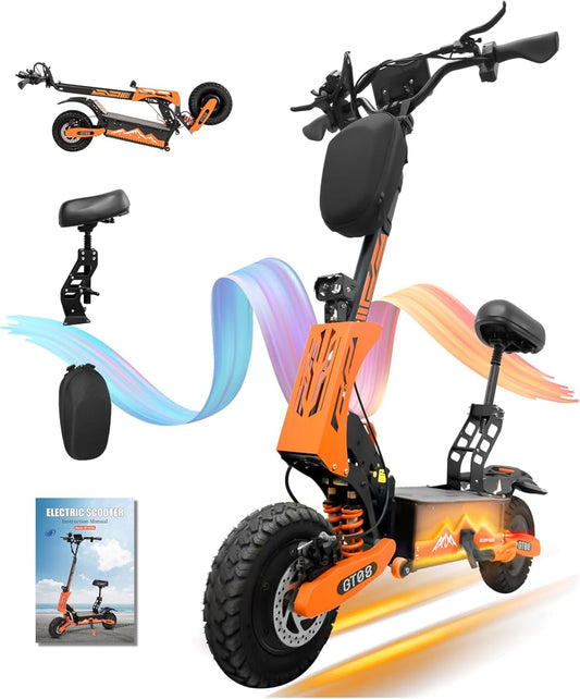 DOF 5600W Electric Scooter for Adults – 50MPH, 40 Miles, Dual Motor, Foldable with Seat & Off-Road Tires