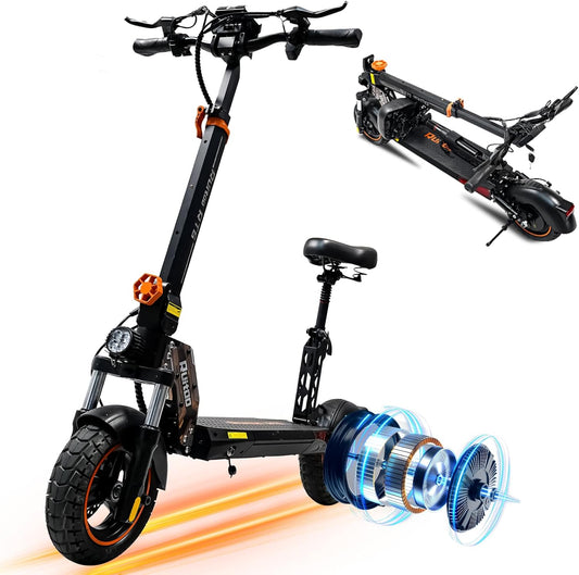 Electric Scooter for Adults – 5600W Dual Motors, 50MPH, 50 Miles Range, 60V 27Ah Battery, Off-Road Tires, Seat, 490lbs Max Load