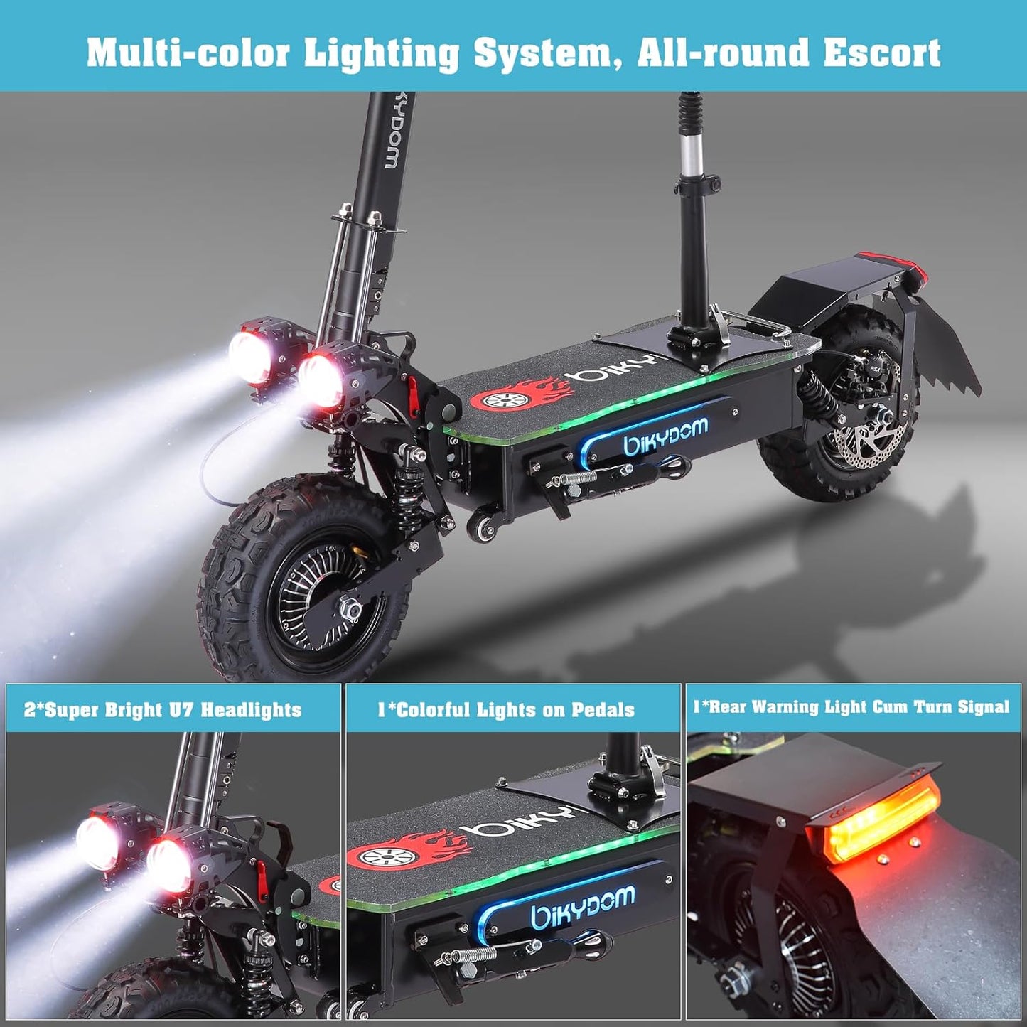 Electric Scooter for Adults – 5600W Dual Motors, 50MPH, 50 Miles Range, 60V 27Ah Battery, Off-Road Tires, Seat, 490lbs Max Load