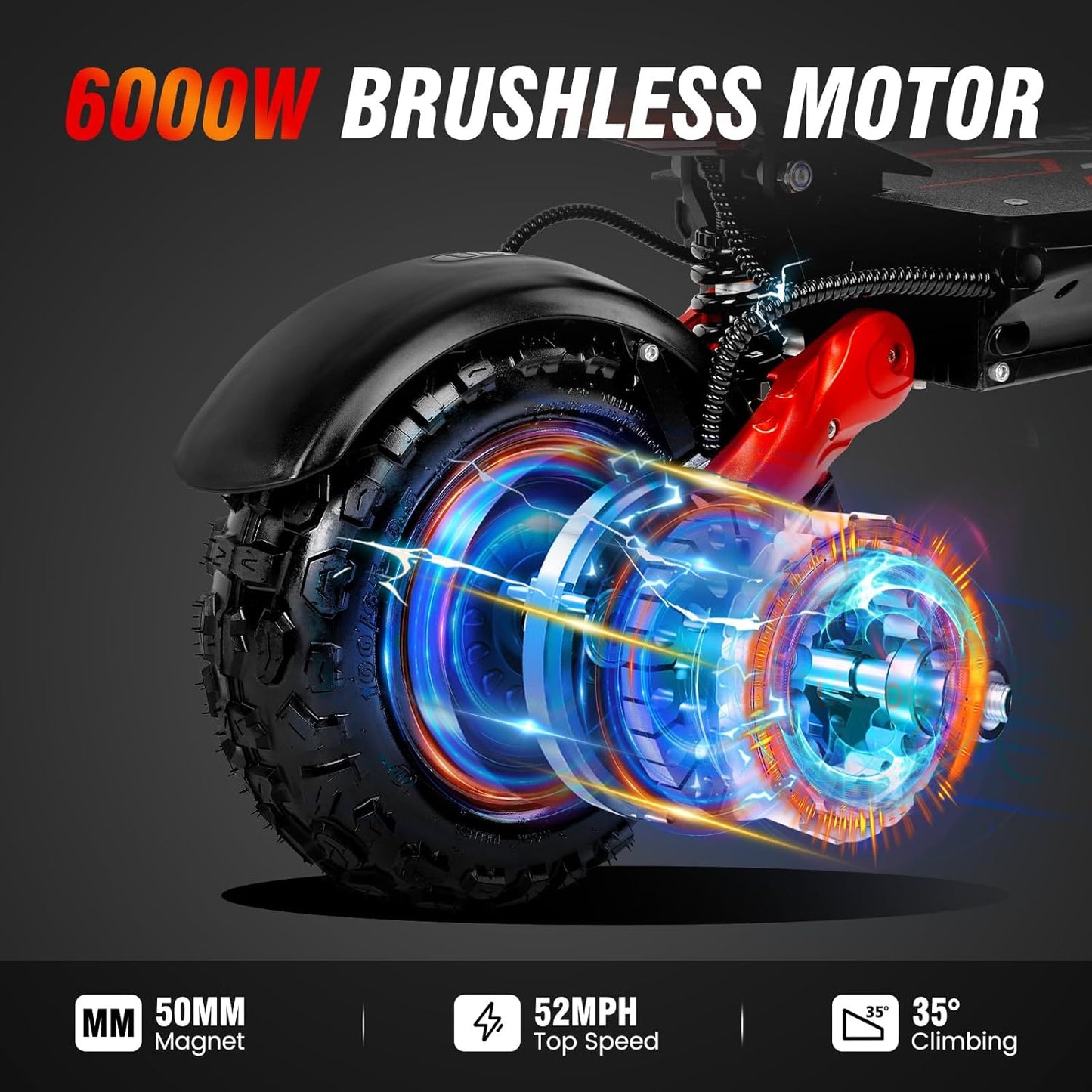 Electric Scooter for Adults – 52MPH BeastRide 6000, Dual Motor, 50-Mile Range, Off-Road, Foldable with Seat