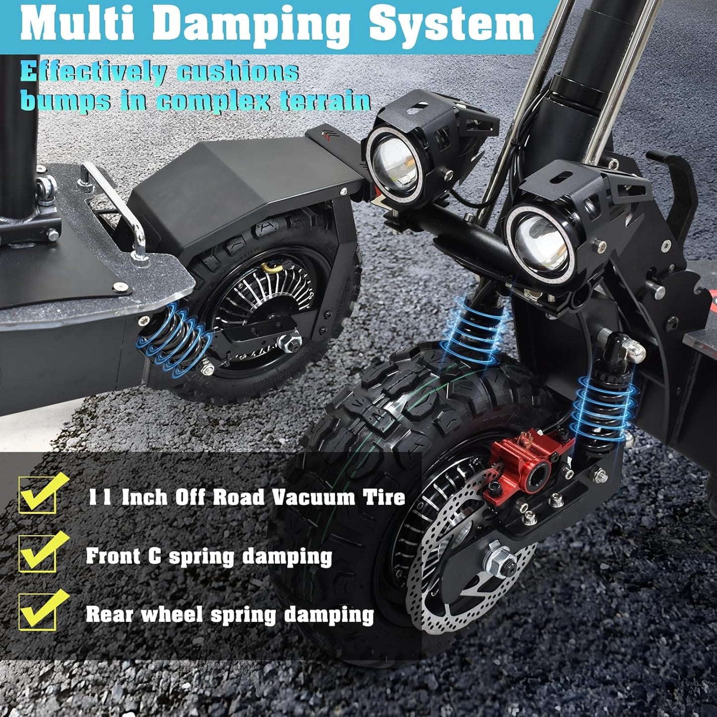 Electric Scooter for Adults – 5600W Dual Motors, 50MPH, 50 Miles Range, 60V 27Ah Battery, Off-Road Tires, Seat, 490lbs Max Load