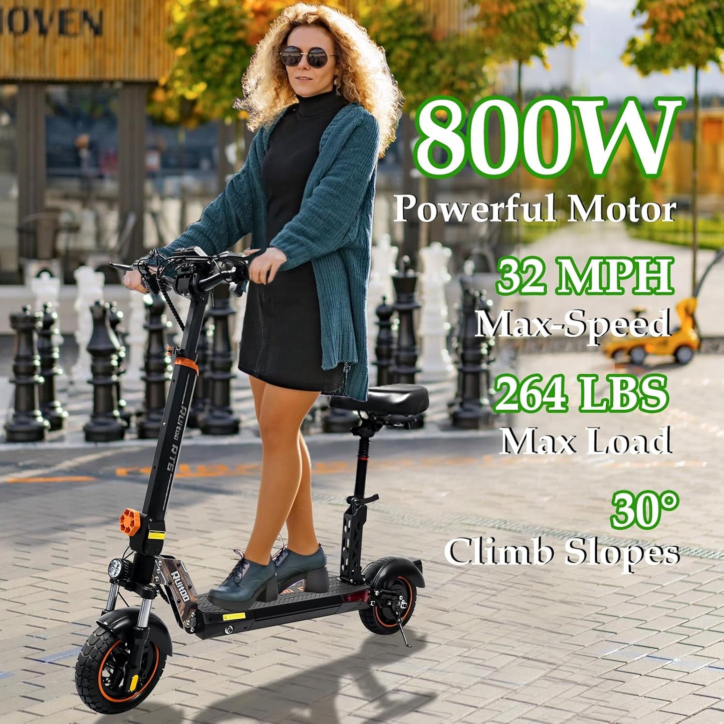 Electric Scooter for Adults – 5600W Dual Motors, 50MPH, 50 Miles Range, 60V 27Ah Battery, Off-Road Tires, Seat, 490lbs Max Load