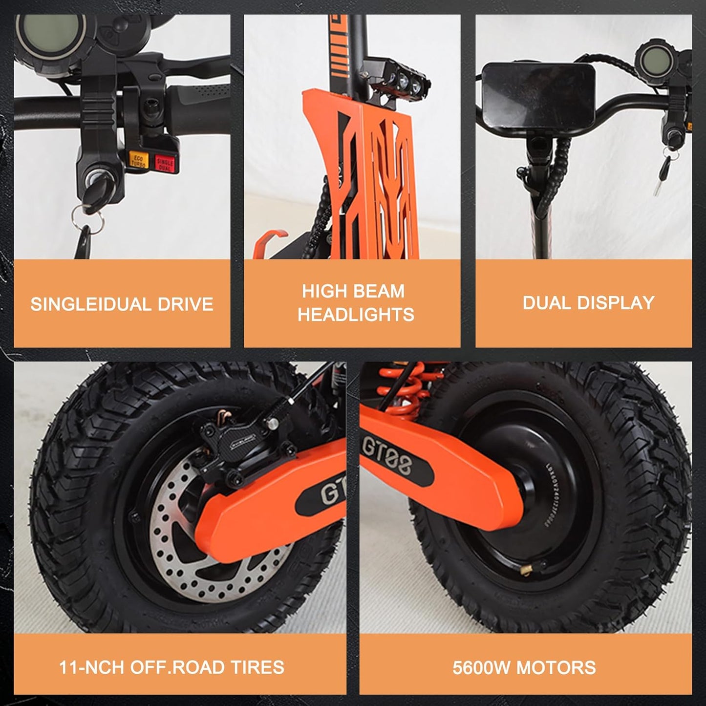 DOF 5600W Electric Scooter for Adults – 50MPH, 40 Miles, Dual Motor, Foldable with Seat & Off-Road Tires
